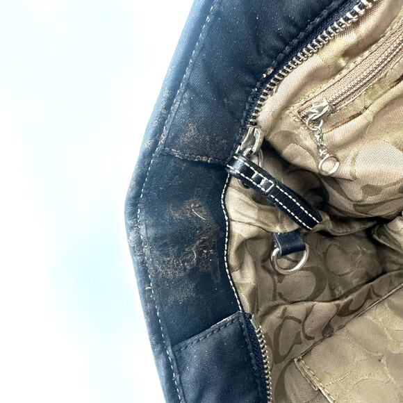 Coach Black Handbag Purse Shoulder Bag Tote Buckled Straps Worn Needs Love‎ - Picture 6 of 9